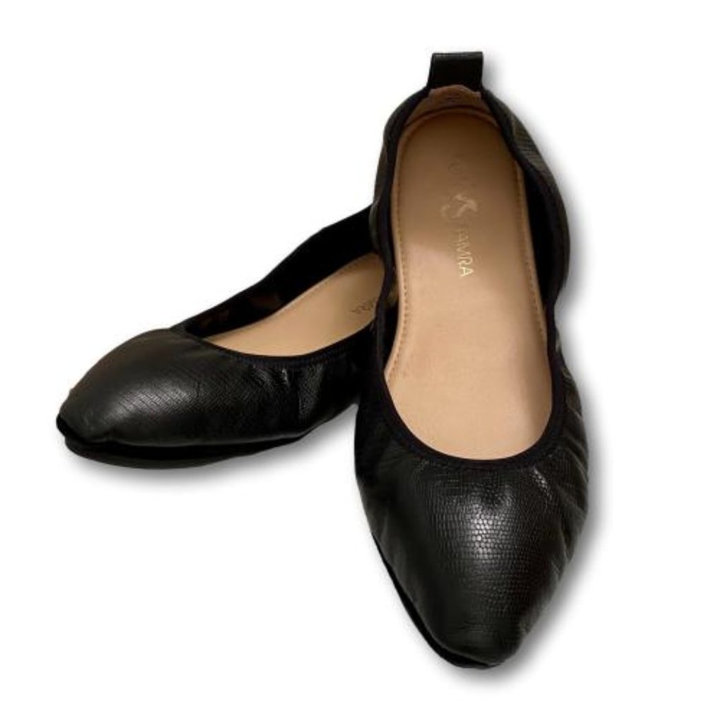 Yosi Samra Black Ballet Flats - Pointed Toe - Foldable